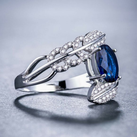 Gorgeous 925 Silver Blue Sapphire Ring New - Picture 3 of 4